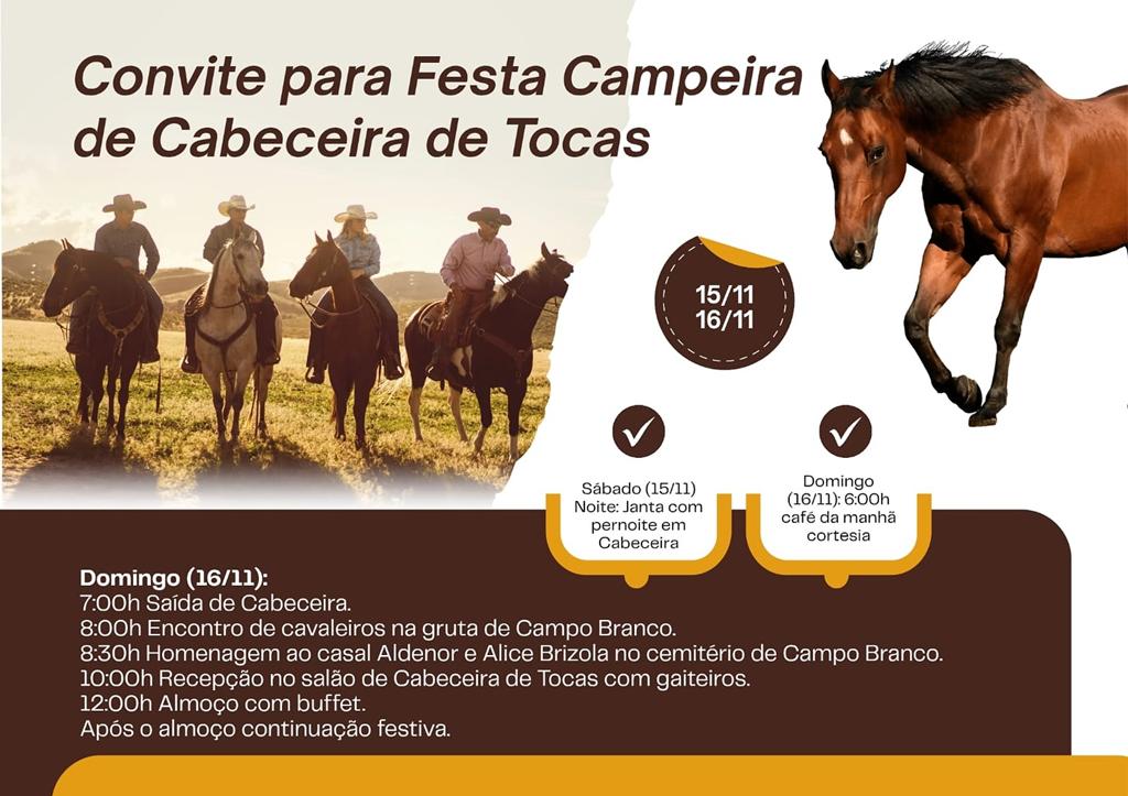 Convite! Festa Campeira em Cabeceira de Tocas