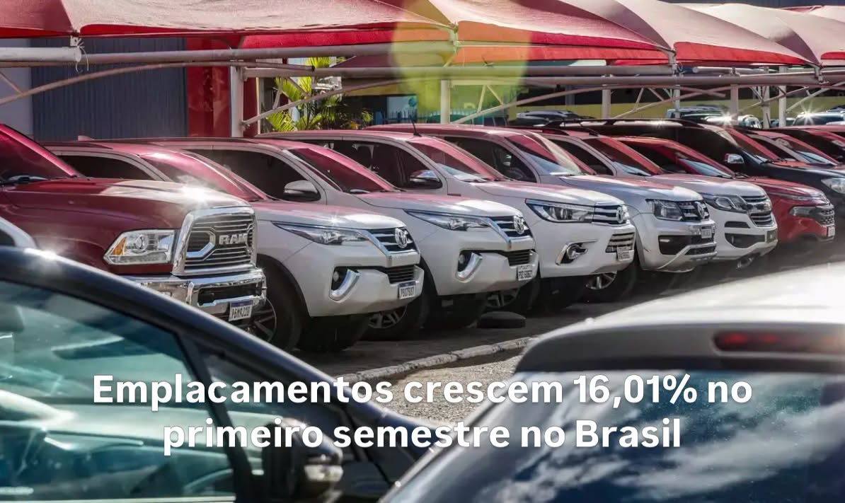 Emplacamentos crescem 16,01% no primeiro semestre no Brasil