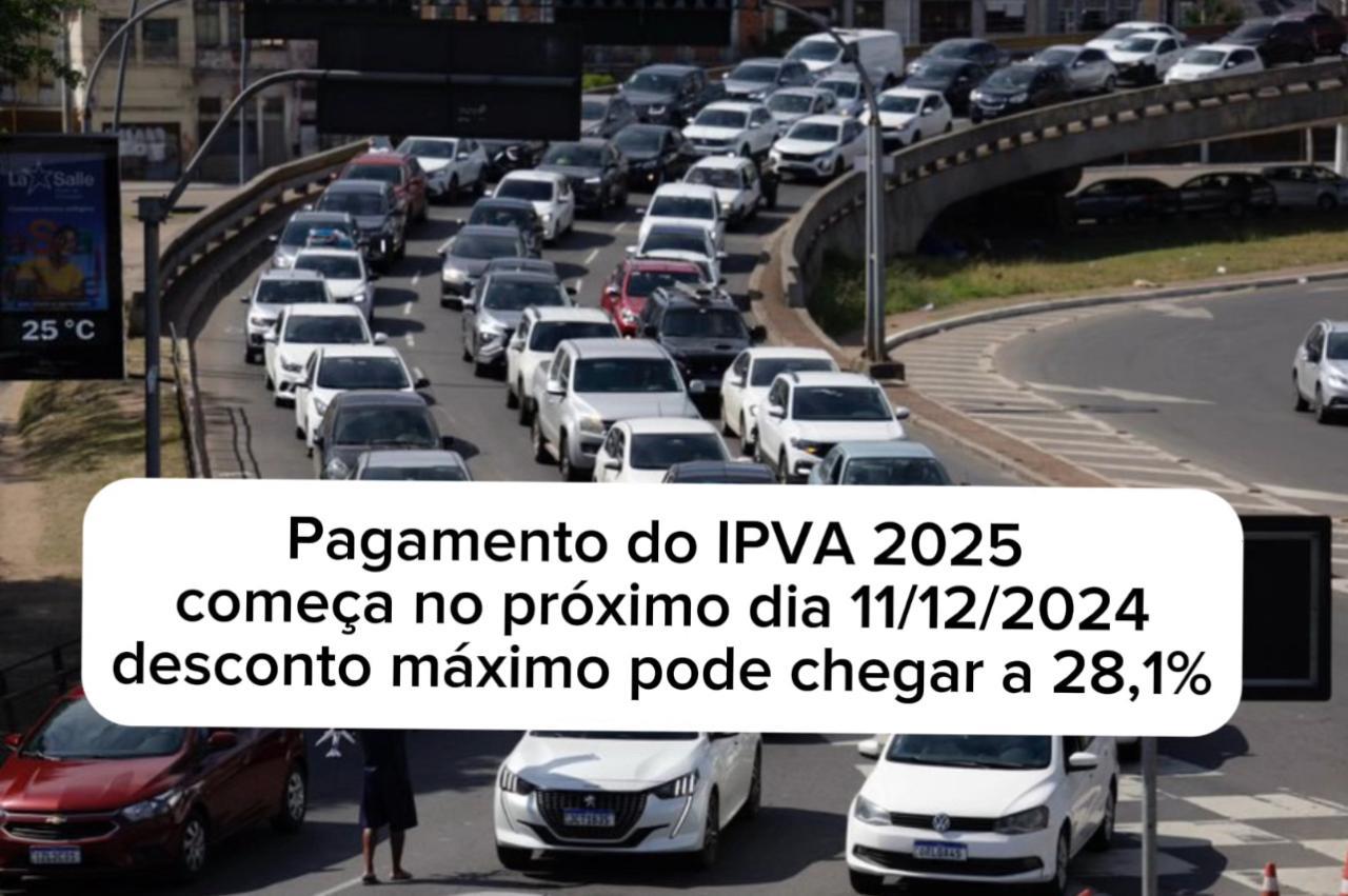 IPVA 2025: Pagamento começa na próxima semana, e desconto pode chegar a 28,1% no RS